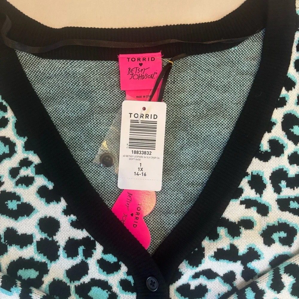 Torrid x Betsey Johnson Leopard Print Crop Cardigan | Size 1 (14–16) XL - Picture 7 of 13